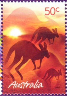 Australia-2005-Marking-the-Occasion-greeting-stamps-and-scenes-of-Australia-50-cent-Multi-P14-6-x-13-86-Three-red-kangaroos