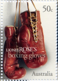 Australia-2005-Sports-Treasures-50-cent-Multi-P14-6-x-13-86-Lionel-Rose-boxing-gloves-SG2490