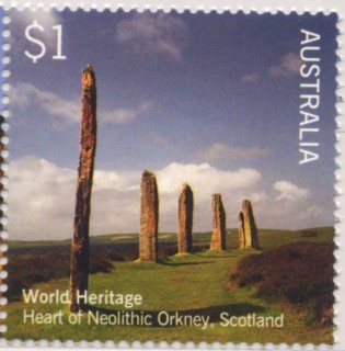 Australia-2005-World-Heritage-Australia-UK-Joint-Issue-1-dollar-Multi-P14-28-x-14-28-Heart-of-Neolithic-Orkney