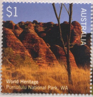 Australia-2005-World-Heritage-Australia-UK-Joint-Issue-1-dollar-Multi-P14-28-x-14-28-Purnululu-National-park