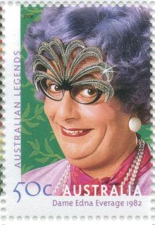 Australia-2006-Australian-Legends-Barry-Humprhies-series-ten-50-cent-Multi-P13-86-X-14-60-Dame-Edna-Everage1982-with-high