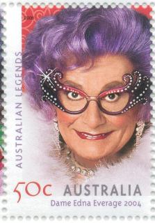 Australia-2006-Australian-Legends-Barry-Humprhies-series-ten-50-cent-Multi-P13-86-x-14-60-Dame-Edna-Everage-2004-with-rhinestone-spectacles-sweeping-to-the-sides