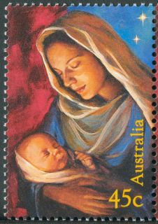 Australia-2006-Christmas-2006-45-cent-Multi-P14-6-x-13-86-Jesus-in-arms-of-Mary-SG2731