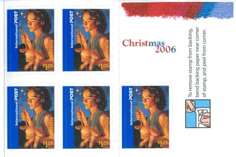 Australia-2006-Christmas-2006-5-x-1-05-dollar-Multi-Pdie-cut-Booklet-self-adhesive-stamps-SG2735