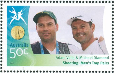 Australia-2006-Commonwealth-Games-Australian-Champions-17-March-2006-50-cent-Multi-P14-60-x-13-86-Gold-Medallists-Adam-Vella-Michael-Diamond-Shhting-Mens-trap-pairs-SG