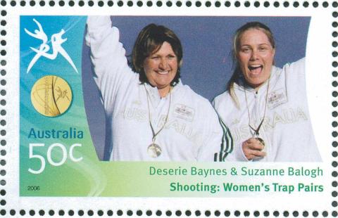 Australia-2006-Commonwealth-Games-Australian-Champions-17-March-2006-50-cent-Multi-P14-60-x-13-86-Gold-Medallists-Deserie-Barnes-and-Suzanne-Balogh-Shooting-Womens-trap-pairs-SG