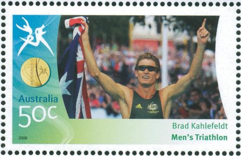 Australia-2006-Commonwealth-Games-Australian-Champions-18-March-2006-50-cent-Multi-P14-60-x-13-86-Gold-Medallist-Brad-Kahlefeldt-Mens-triathlon-SG