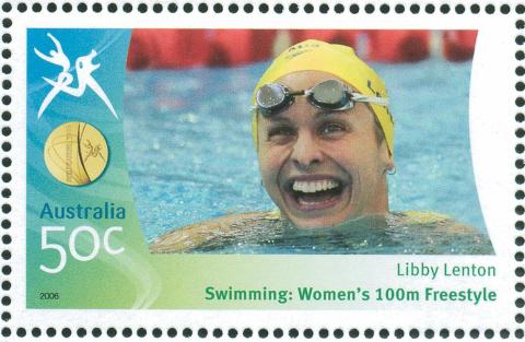 Australia-2006-Commonwealth-Games-Australian-Champions-18-March-2006-50-cent-Multi-P14-60-x-13-86-Gold-Medallist-Libby-Lenton-Swimming-Womens-100m-freestyle-SG