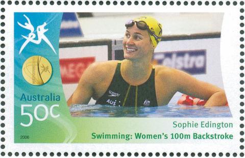 Australia-2006-Commonwealth-Games-Australian-Champions-18-March-2006-50-cent-Multi-P14-60-x-13-86-Gold-Medallist-Sophie-Eddington-Swimming-Womens-100m-backstroke-SG