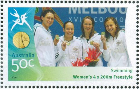 Australia-2006-Commonwealth-Games-Australian-Champions-18-March-2006-50-cent-Multi-P14-60-x-13-86-Gold-Medallists-Swimming-Womens-4-x-200m-freestyle-Kelly-Stubbins