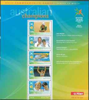 Australia-2006-Commonwealth-Games-Australian-Champions-19-March-2006-5-x-50-cent-Multi-P14-60-x-13-86-Sheetlet