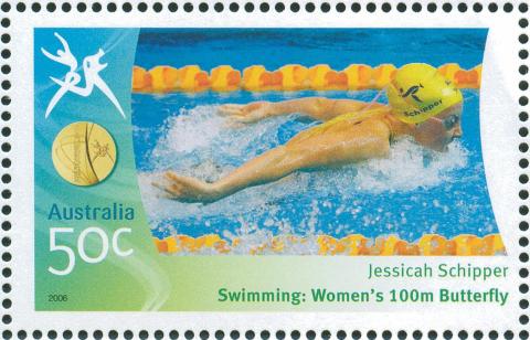 Australia-2006-Commonwealth-Games-Australian-Champions-19-March-2006-50-cent-Multi-P14-60-x-13-86-Gold-Medallist-Jessicah-Schipper-Swimming-Womens-100m-butterfly-SG