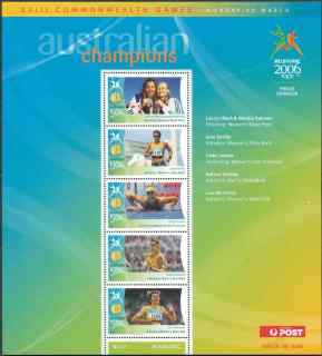 Australia-2006-Commonwealth-Games-Australian-Champions-20-March-2006-5-X-50-cent-Multi-P14-60-x-13-86-Sheetlet-4615-to-4619-incl-SGMS2613