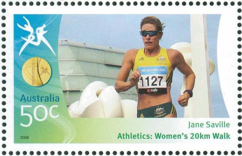 Australia-2006-Commonwealth-Games-Australian-Champions-20-March-2006-50-cent-Multi-P14-60-x-13-86-Gold-Medallist-Jane-Saville-Athletics-Womens-20km-walk-SG