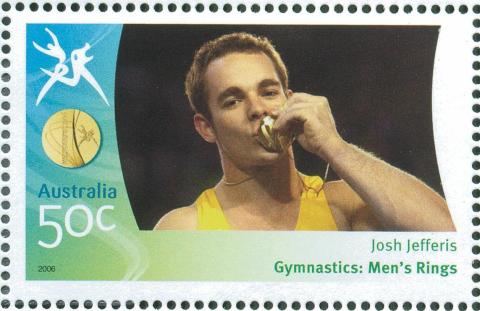 Australia-2006-Commonwealth-Games-Australian-Champions-20-March-2006-50-cent-Multi-P14-60-x-13-86-Gold-Medallist-Josh-Jefferis-Gymnastics-Mens-rings-SG