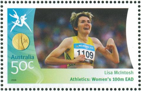 Australia-2006-Commonwealth-Games-Australian-Champions-20-March-2006-50-cent-Multi-P14-60-x-13-86-Gold-Medallist-Lisa-McIntosh-Athletics-Womens-100m-EAD-SG