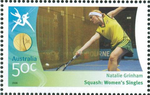 Australia-2006-Commonwealth-Games-Australian-Champions-20-March-2006-50-cent-Multi-P14-60-x-13-86-Gold-Medallist-Natalie-Grinham-Squash-Womens-singles-SG