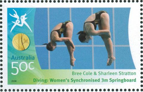 Australia-2006-Commonwealth-Games-Australian-Champions-22-March-2006-50-cent-Multi-P14-60-x-13-86-Gold-Medallists-Bree-Cole-and-Sharleen-Stratton-Diving-Womens-synchronised-3m-s