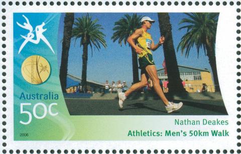 Australia-2006-Commonwealth-Games-Australian-Champions-24-March-2006-50-cent-Multi-P14-60-x-13-86-Gold-Medallist-Nathan-Deakes-Athletics-Mens-50-km-walk-SG