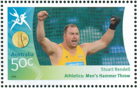 Australia-2006-Commonwealth-Games-Australian-Champions-24-March-2006-50-cent-Multi-P14-60-x-13-86-Gold-Medallist-Stuart-Rendell-Athletics-mens-hammer-throw-SG