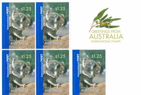 Australia-2006-Greetings-from-Australia-internalional-post-1-25-dollar-Multi-Pdie-cut-Miniature-sheet-of-5-peel-n-stick-SG