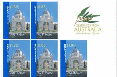 Australia-2006-Greetings-from-Australia-internalional-post-1-85-dollar-Multi-Pdie-cut-Miniature-sheet-of-5-peel-n-stick-SG