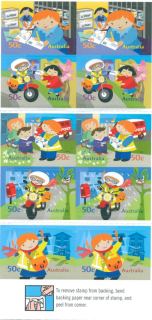 Australia-2006-Postie-Kate-Childrens-Stamps-10-x-50-cent-Multi-Pdie-cut-Booklet-peel-n-stick-SG