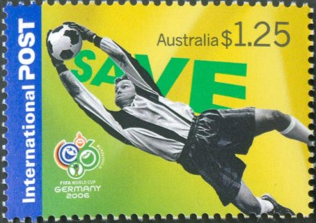 Australia-2006-Soccer-in-Australia-1-25-dollar-Multi-P13-86-x-14-60-Keeper-stretching-to-left-with-ball-in-hands