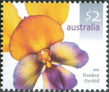 Australia-2006-Wildflowers-Australian-2-dollar-Multi-P14-4-x-14-Donkey-Orchid-Diuris-magnifica