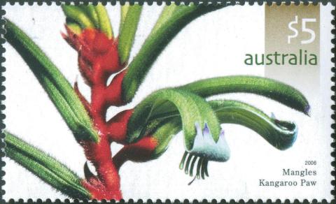 Australia-2006-Wildflowers-Australian-5-dollar-Multi-P14-4-x-14-Mangles-Kangaroo-Paw-Anigoxanthos-manglesii