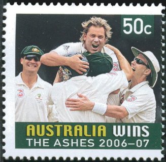 Australia-2007-Australia-Wins-the-Ashes-Cricket-2006-7-50-cent-Multi-Ptba-Group-of-Test-cricketers-rejoicing-after-game