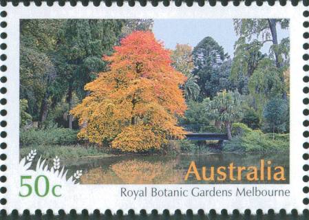 Australia-2007-Australian-Botanic-Gardens-50-cent-Multi-P13-86-x-14-6-Royal-Botanic-Gardens-Melbourne-Central-autumnleafed-tree