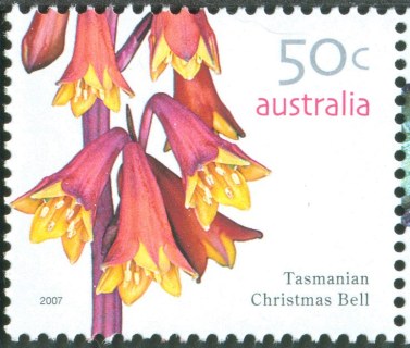 Australia-2007-Australian-Wildflowers-Definitives-2007-50-cent-Multi-P14-x-14-4-Tasmania-Christmas-Bell-Blandfordia-punicea-endemic-to-Tasmania-SG2759