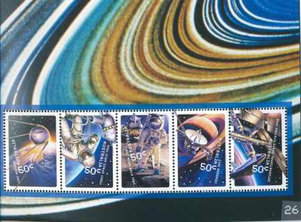 Australia-2007-Blast-off-50-Years-in-Space-5-x-50-cent-Multi-P14-6-x-13-86-Strip-of-5-on-special-background-4978-to-4982-incl-SG