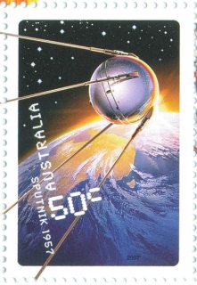 Australia-2007-Blast-off-50-Years-in-Space-50-cent-Multi-P14-6-x-13-86-Sputnik-satellite