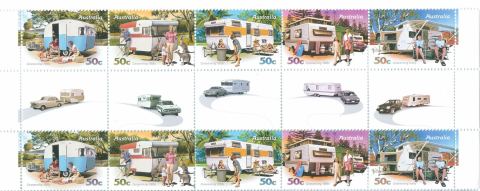 Australia-2007-Cararvanning-through-the-Years-10-x-50-cent-Multi-P13-86-x-14-6-SG