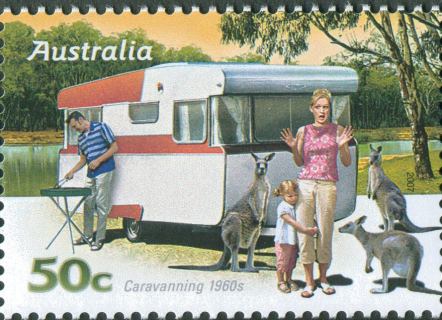 Australia-2007-Cararvanning-through-the-Years-50-cent-Multi-P13-86-x-14-6-Carvanning-in-the-1960s