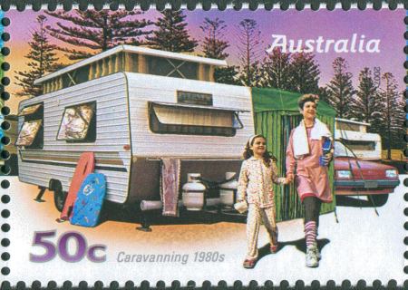 Australia-2007-Cararvanning-through-the-Years-50-cent-Multi-P13-86-x-14-6-Carvanning-in-the-1980s