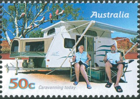 Australia-2007-Cararvanning-through-the-Years-50-cent-Multi-P13-86-x-14-6-Carvanning-today