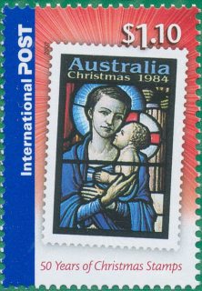 Australia-2007-Fifty-Years-of-Christmas-Stamps-1-1-dollar-Multi-P18-86-x-14-6-International-Post