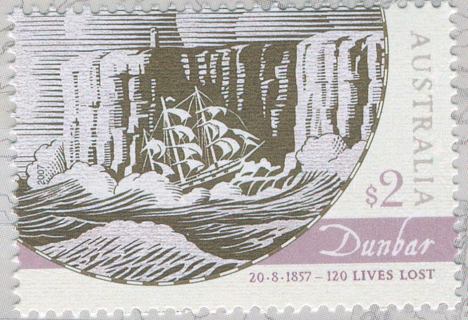 Australia-2007-Historic-Shipwrecks-2-dollar-Greyscale-with-violet-under-Dunbar-P13-86-x-14-6-Dunbar-sank-20-August-1857-at-South-Head