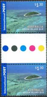 Australia-2007-Island-Jewels-islands-off-Australia-2-x-1-30-dollar-Multi-P13-86-x-14-6-Vertical-gutter-pair