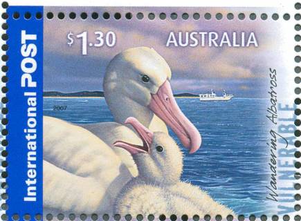 Australia-2007-Threatened-Wildlife-1-3-dollar-Multi-P14-6-x-13-86-Wandering-albatross-Diomedea-exulans-wingspan-about-3-metres-SG2842