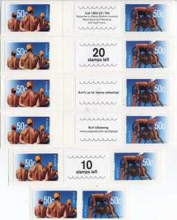 Australia-2007-Year-of-the-Surf-Lifesaver-12-x-50-cent-Multi-Pdie-cut-11-1-x-11-3-interr-Collector-Pack-from-Australia-Post-SG