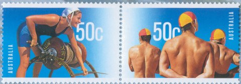 Australia-2007-Year-of-the-Surf-Lifesaver-2-x-50-cent-Multi-P13-86-x-14-6-Horizontal-pair-of-4883