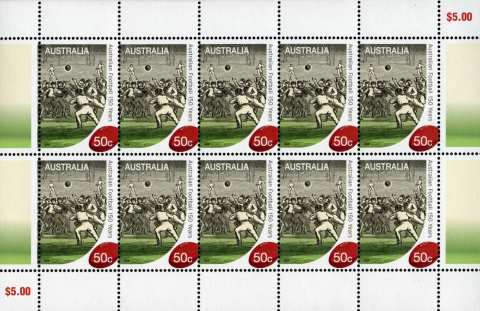 Australia-2008-150-Years-of-Australian-Football-10-x-50-cent-Multi-P14-6-x-13-86-Sheetlet-2-rows-of-5-with-green-grass-in-selvedge-SG