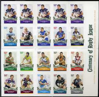 Australia-2008-Australian-Rugby-League-Centenary-20-x-50-cent-Multi-Pself-adh-die-cut-Australian-Rugby-League-team