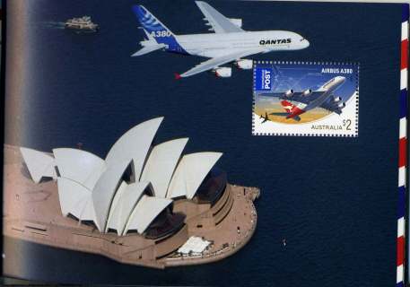 Australia-2008-Aviation-2-dollar-Multi-P13-86-x-14-6-Single-stamp-of-5166-Airbus-over-Sydney-Opera-House-SG