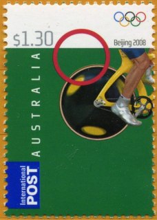 Australia-2008-Beijing-2008-Olympic-Stamps-1-3-dollar-Multi-P14-6-x-13-86-Red-ring-and-cycle-wheell-make-lucky-8