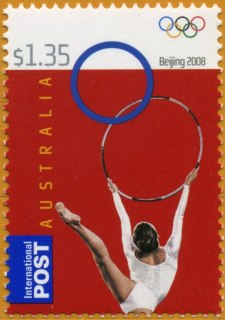 Australia-2008-Beijing-2008-Olympic-Stamps-1-35-dollar-Multi-P14-6-x-13-86-Black-ring-and-hoop-make-lucky-8